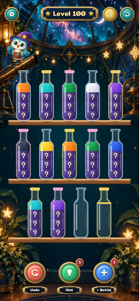Three shelves with twelve colors